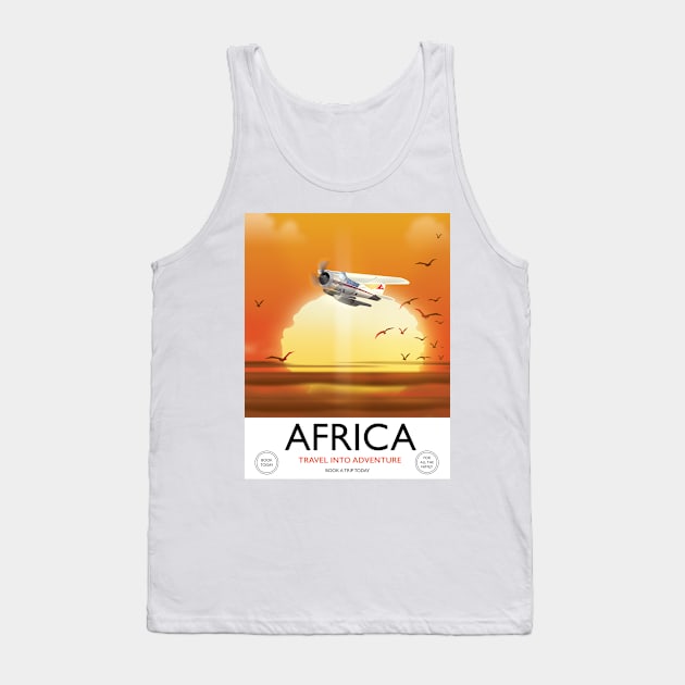 Africa Sunset travel poster Tank Top by nickemporium1